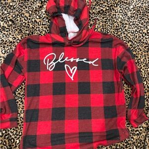 No Boundaries Red and Black Plaid Kids Hoodie